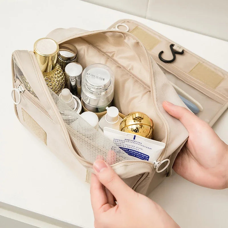 Saco de viagem impermeável para mulheres, maquiagem, sacos cosméticos, organizador de higiene pessoal, armazenamento, gancho do banheiro, bolsa de lavagem, alta qualidade