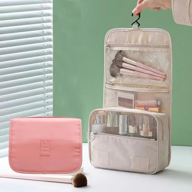 Saco de viagem impermeável para mulheres, maquiagem, sacos cosméticos, organizador de higiene pessoal, armazenamento, gancho do banheiro, bolsa de lavagem, alta qualidade