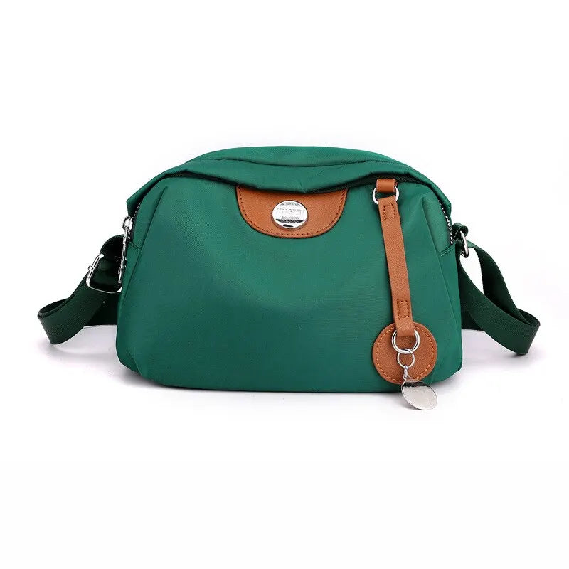 Mulheres de nylon impermeável grande capacidade Crossbody Bag Casual cor sólida Messenger Shoulder Bag