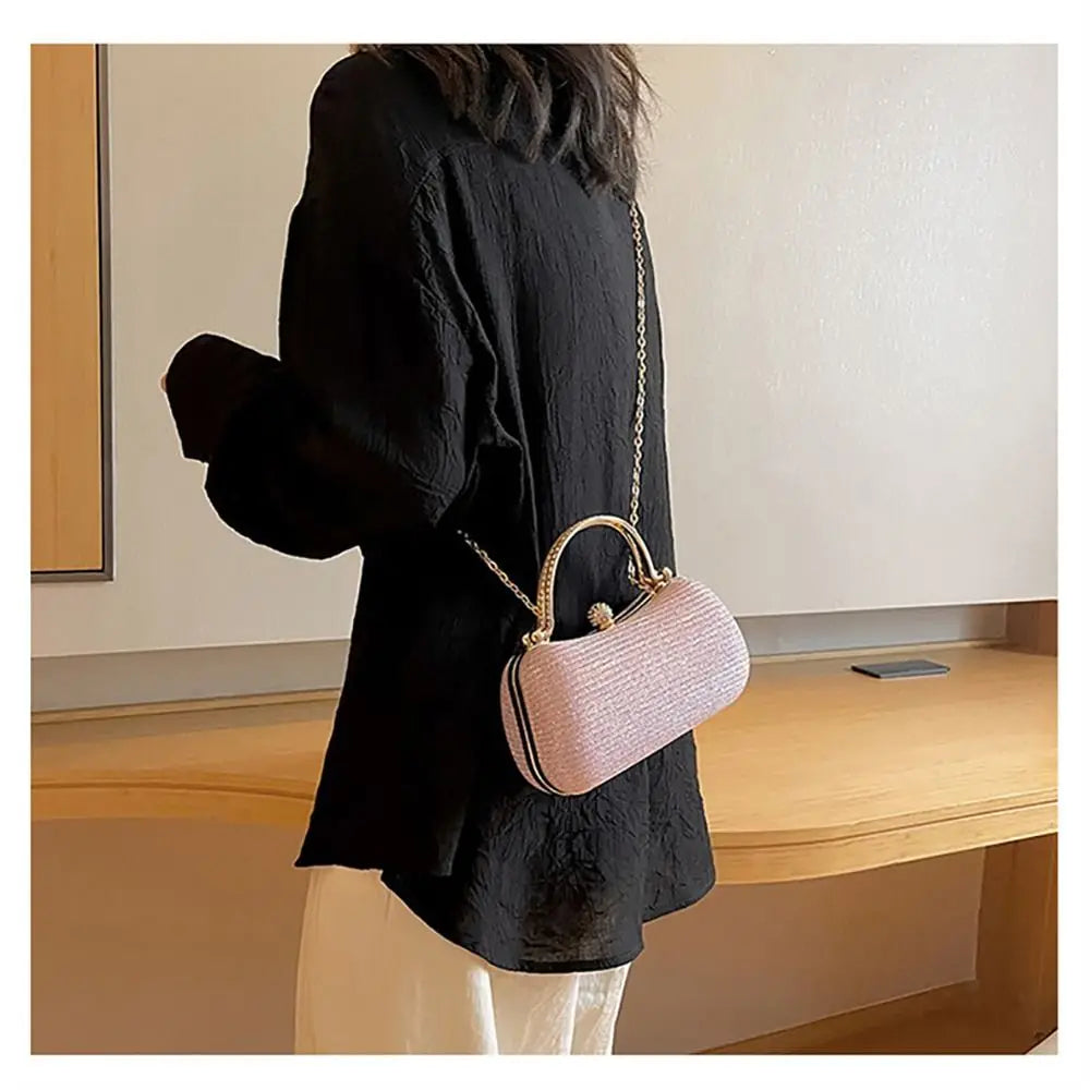 Casamento nupcial frisado bolsa de noite feminina saco de jantar corrente bolsas de ombro elegante strass embreagem forma ovo saco de noite