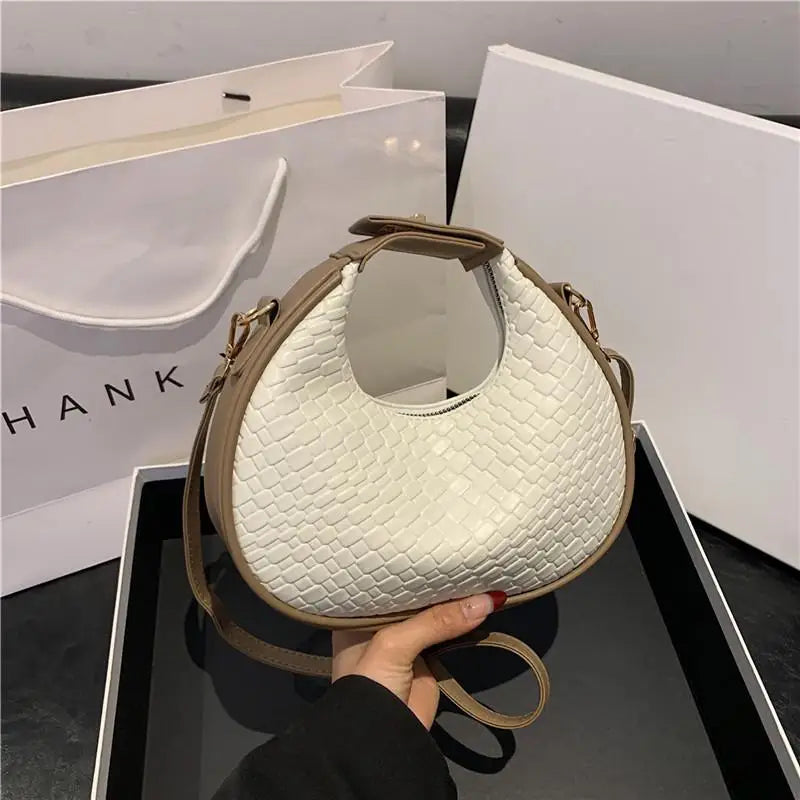 Bolsa de transporte de ombro meia lua retrô, bolsa tiracolo feminina, elegante e simples, de lazer, nova