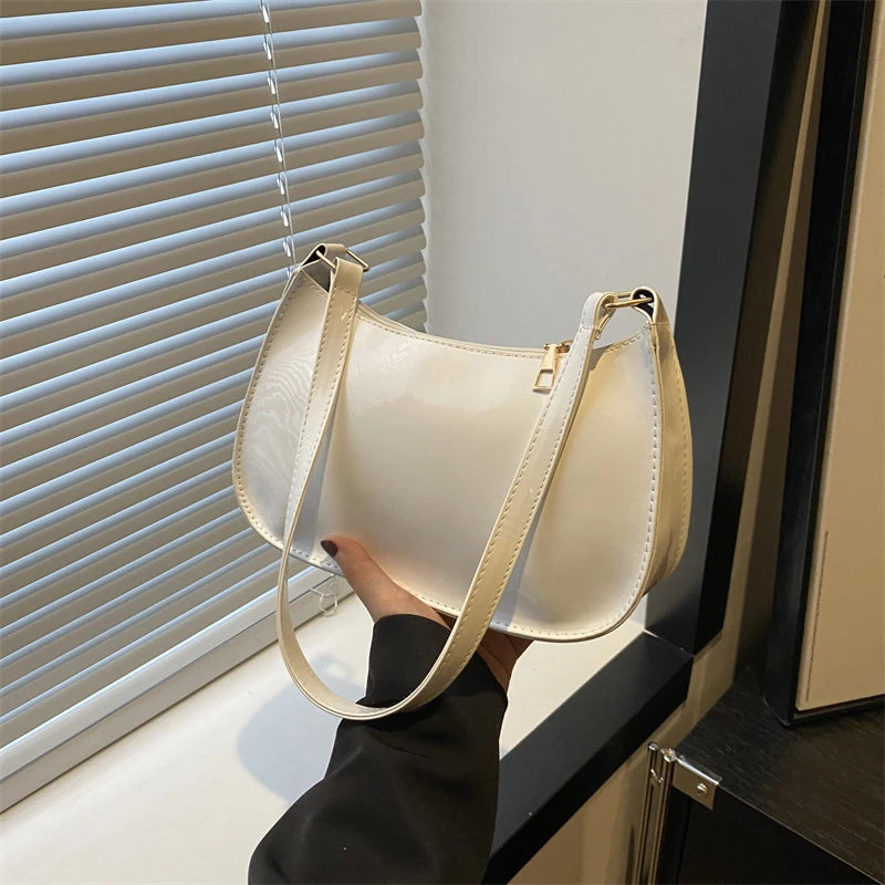 Bolsa de axilas de couro PU para mulheres, bolsas retrô de cor sólida, bolsas Hobos casuais, bolsas femininas, moda
