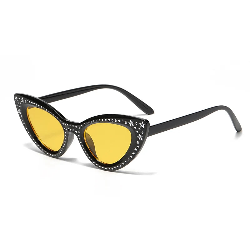 2024 novo olho de gato diamante óculos de sol pentagrama high-end moda óculos de sol feminino na moda