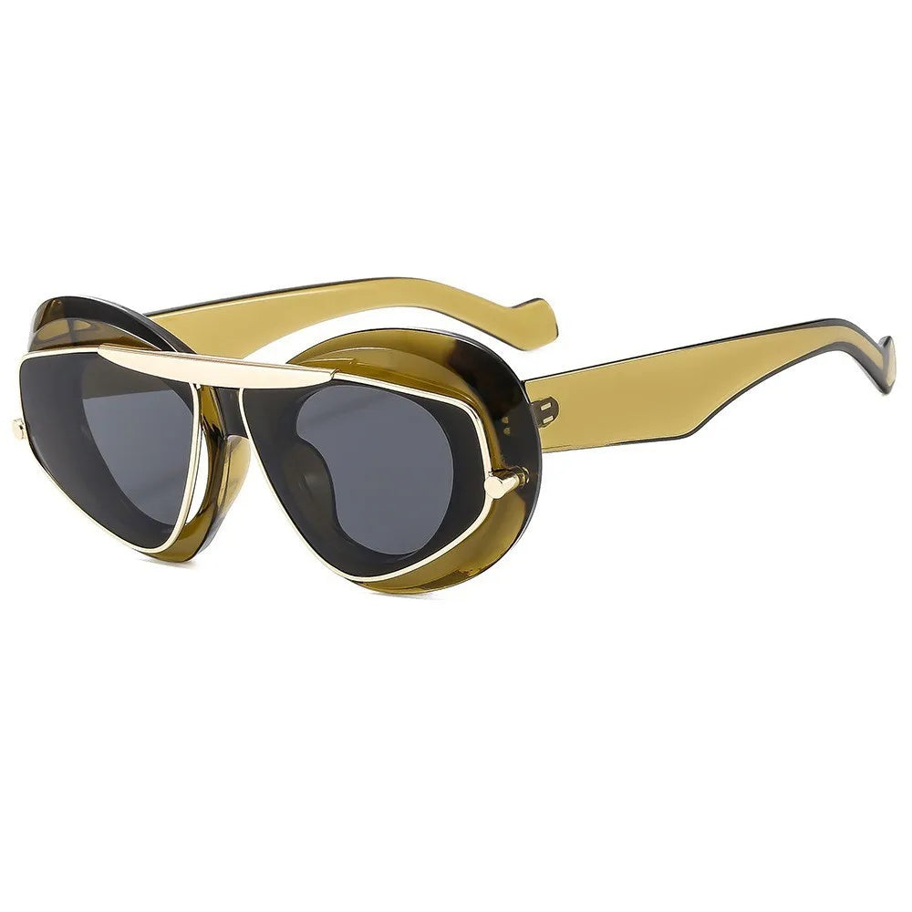 Óculos de sol de grande armação Ins Street Shot Cat's Eye Óculos Anti-Ultravioleta, Personalidade retrô, Y2K Moda, Novo