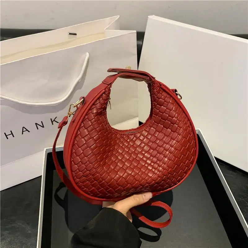 Bolsa de transporte de ombro meia lua retrô, bolsa tiracolo feminina, elegante e simples, de lazer, nova