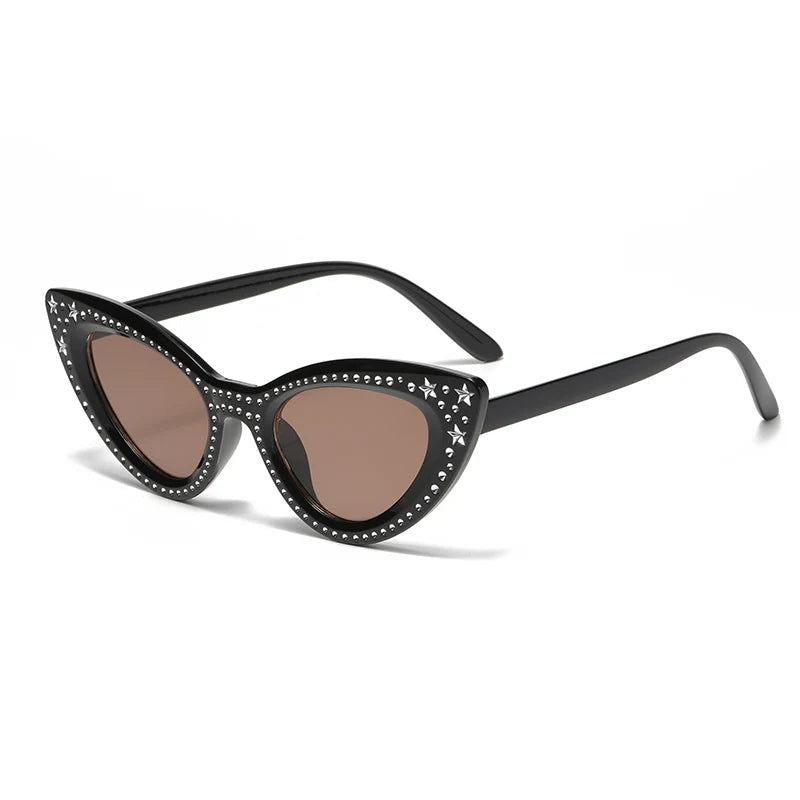 2024 novo olho de gato diamante óculos de sol pentagrama high-end moda óculos de sol feminino na moda