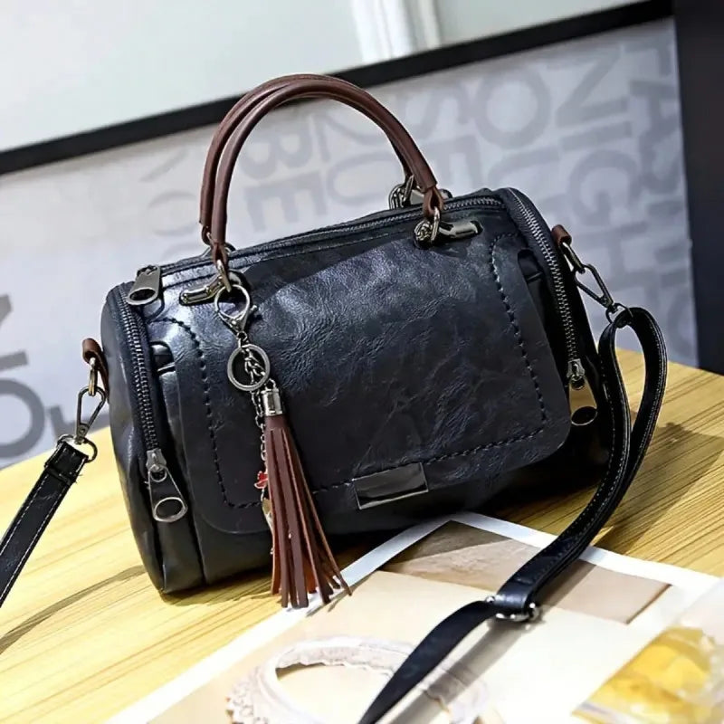 Yogodlns Tassel Decor Handbag, Bolsa de Ombro de Grande Capacidade Feminina, Saco Crossbody Zipper Fashion Com Alça Removível