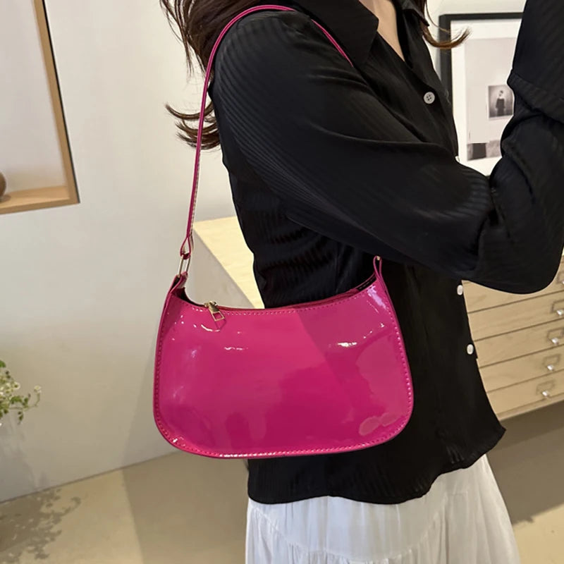 Bolsa de axilas de couro PU para mulheres, bolsas retrô de cor sólida, bolsas Hobos casuais, bolsas femininas, moda