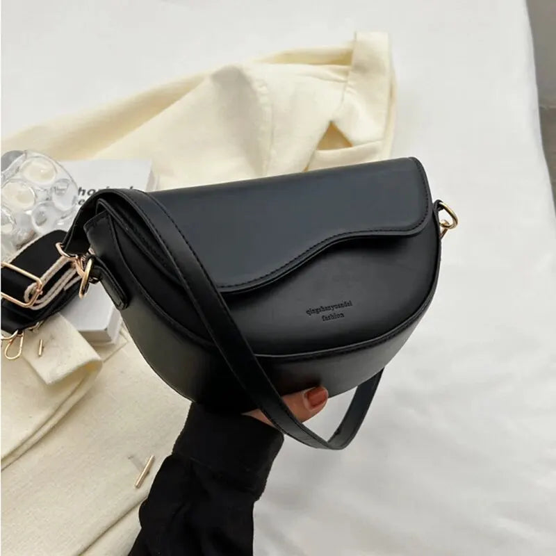 Mulheres vintage cor sólida aleta pequena sela ombro axilas saco moda couro do plutônio alça larga crossbody saco