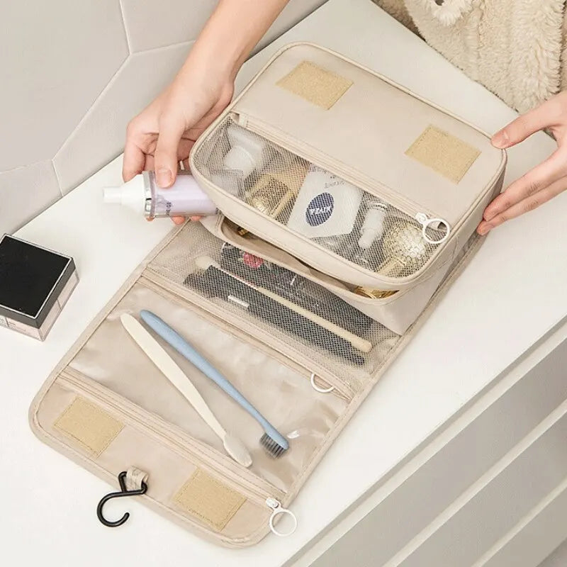 Saco de viagem impermeável para mulheres, maquiagem, sacos cosméticos, organizador de higiene pessoal, armazenamento, gancho do banheiro, bolsa de lavagem, alta qualidade