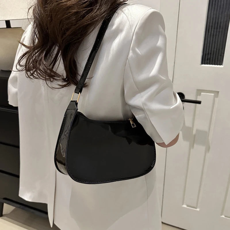 Bolsa de axilas de couro PU para mulheres, bolsas retrô de cor sólida, bolsas Hobos casuais, bolsas femininas, moda