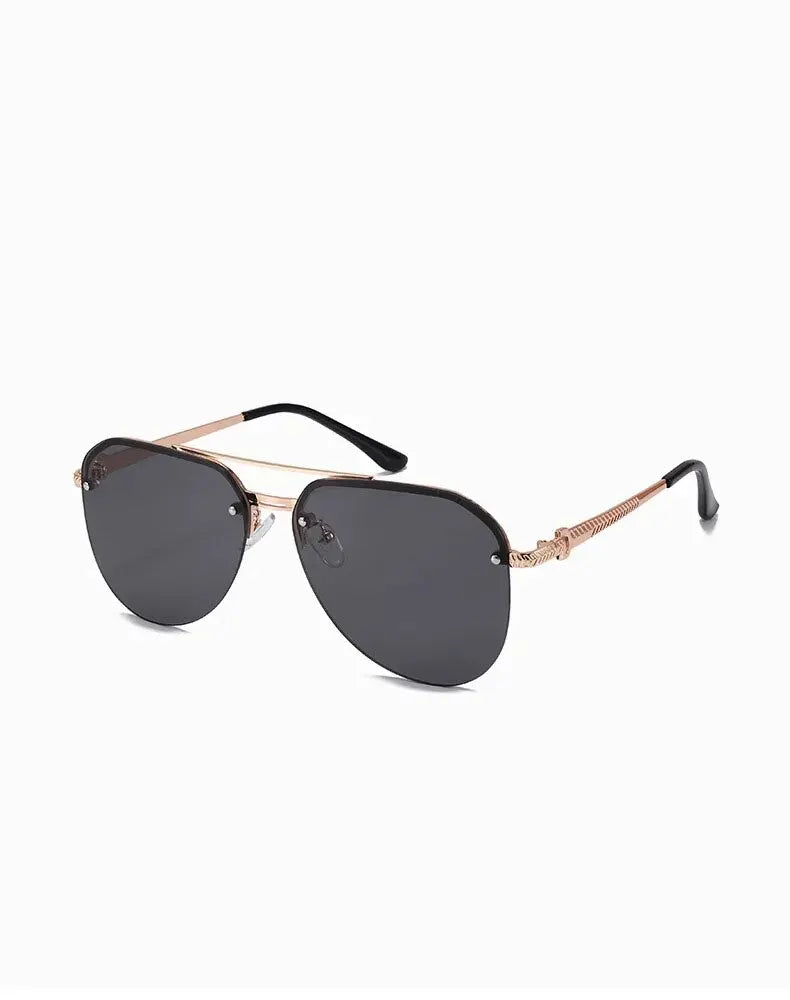 Óculos de sol de metal meia armação feminina, óculos duplos clássicos, moda exterior, novos