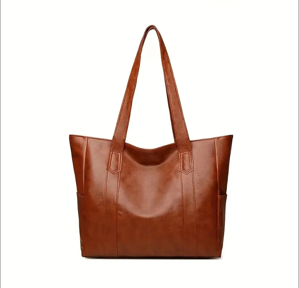 Bolsa de ombro feminina de couro PU de grande capacidade bolsa de mão crossbody vintage