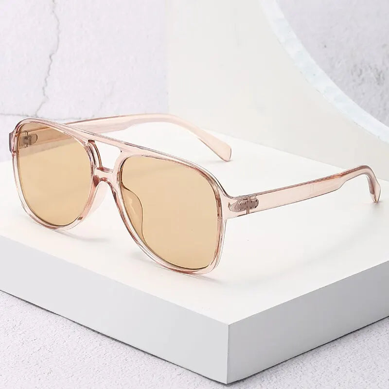 Óculos de sol quadrados grandes vintage para mulheres, marca retrô, óculos de sol grande, preto, amarelo, estilo Ins, feminino