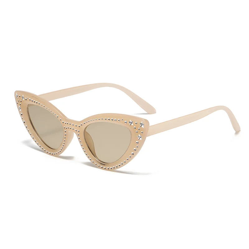 2024 novo olho de gato diamante óculos de sol pentagrama high-end moda óculos de sol feminino na moda