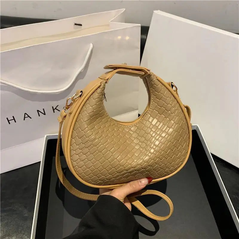 Bolsa de transporte de ombro meia lua retrô, bolsa tiracolo feminina, elegante e simples, de lazer, nova