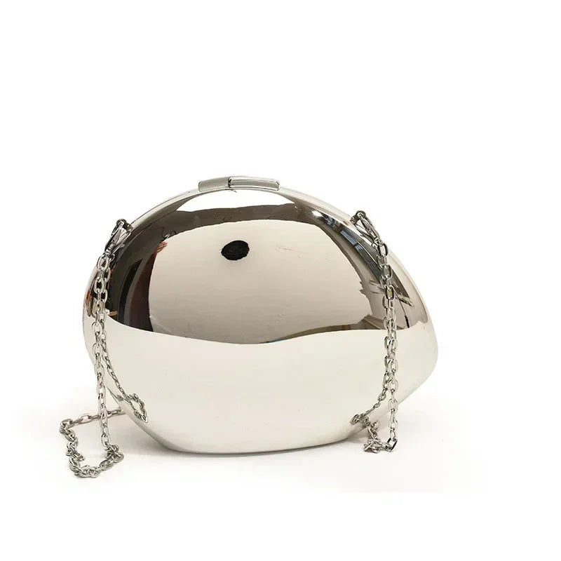 Designer acrílico concha forma saco de embreagem ouro prata feminino saco de festa à noite bonito brilhante metal ombro crossbody sacos pequena bolsa