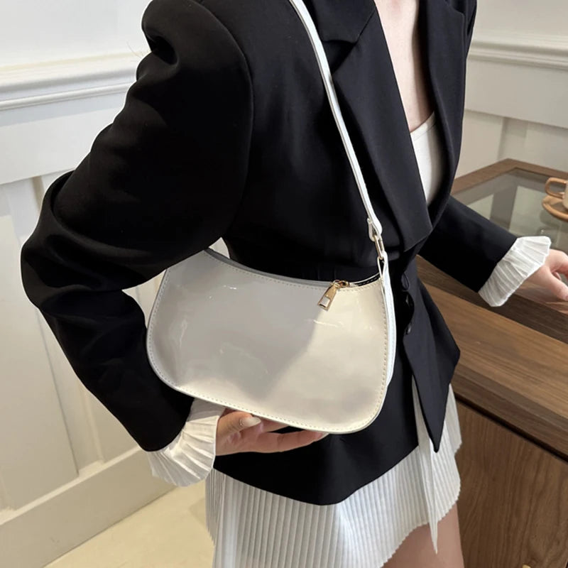 Bolsa de axilas de couro PU para mulheres, bolsas retrô de cor sólida, bolsas Hobos casuais, bolsas femininas, moda