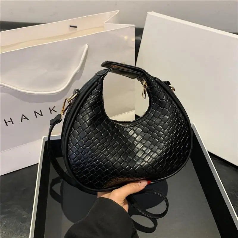 Bolsa de transporte de ombro meia lua retrô, bolsa tiracolo feminina, elegante e simples, de lazer, nova
