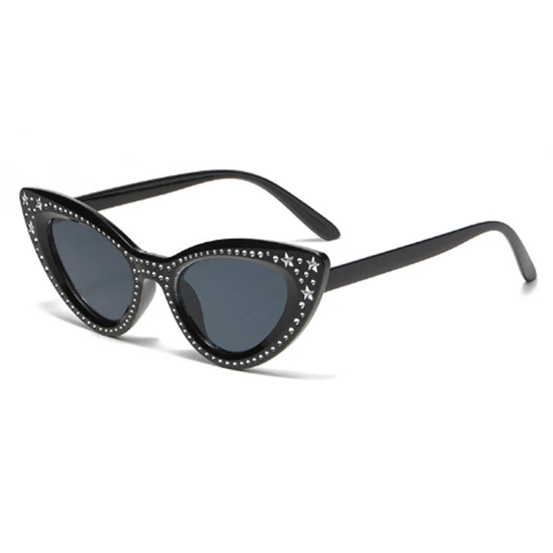2024 novo olho de gato diamante óculos de sol pentagrama high-end moda óculos de sol feminino na moda