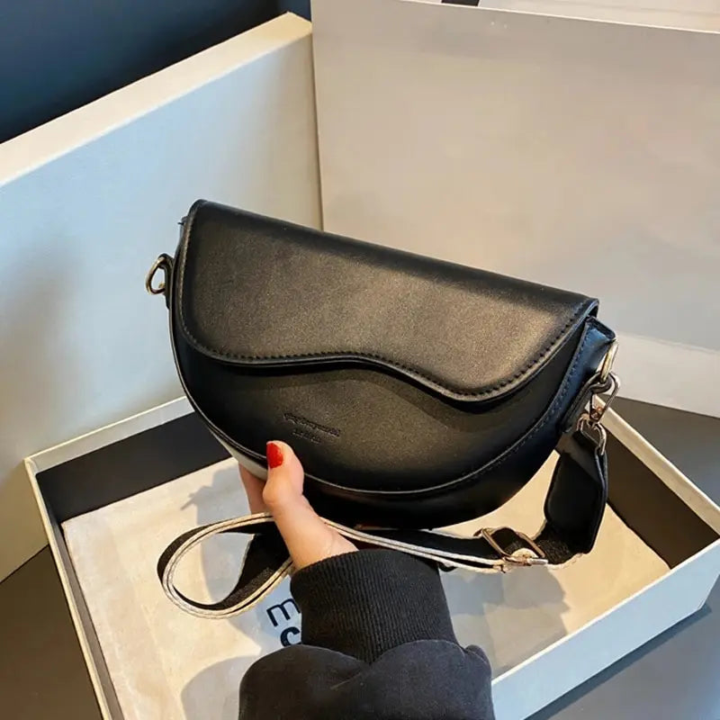 Mulheres vintage cor sólida aleta pequena sela ombro axilas saco moda couro do plutônio alça larga crossbody saco